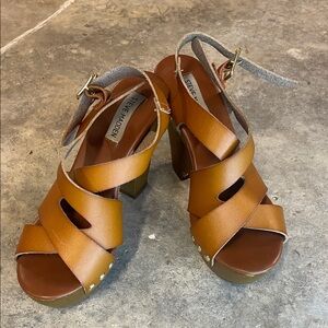 Steve Madden Tan Strappy Platform Heels